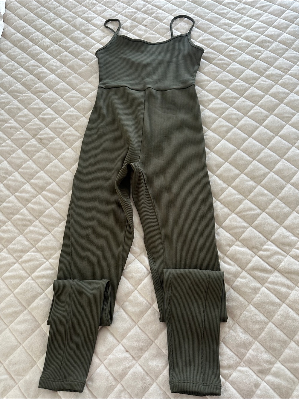 wild fable Olive Green Ribbed Spaghetti-Strap Jumpsuit